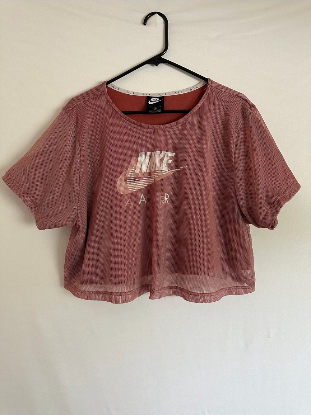 Nike Mauve Mesh Crop Top with White Logo